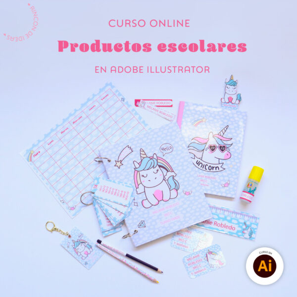 Portada de Productos Escolares en Illustrator