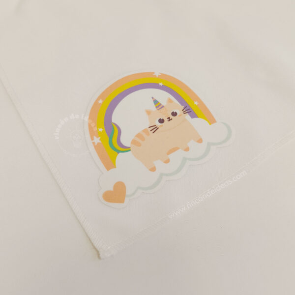 Diseño del gatito unicornio impreso y recortado para transferir por sublimación · Curso de Sublimación