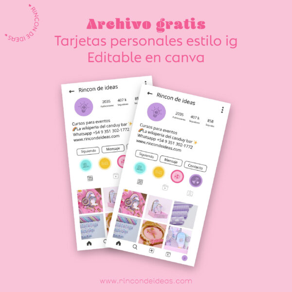 Tarjetas personales Estilo IG Editable en CANVA
