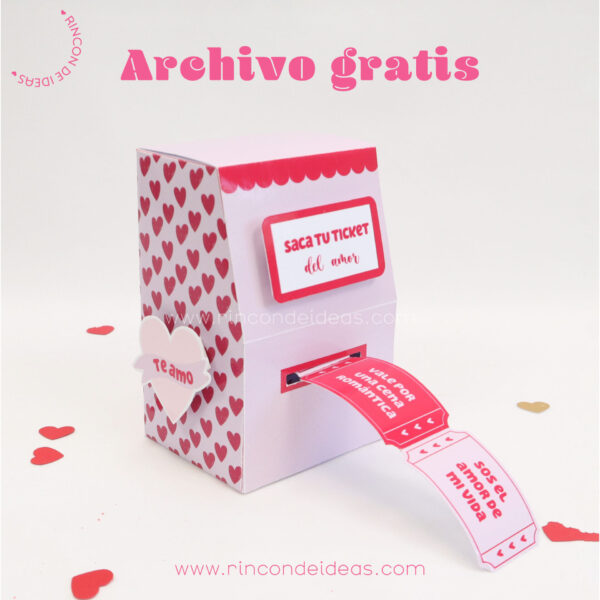 Expendedora de tickets para San Valentín | Imprimible gratis