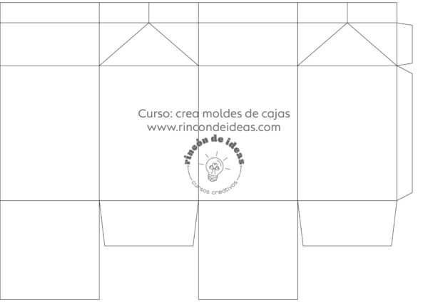 Molde de caja alta con cierre en punta y pestañas laterales, en líneas · Curso de Moldes de cajas