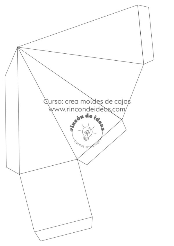 Molde de caja facetada con caras triangulares, trazado en líneas · Curso de Moldes de cajas