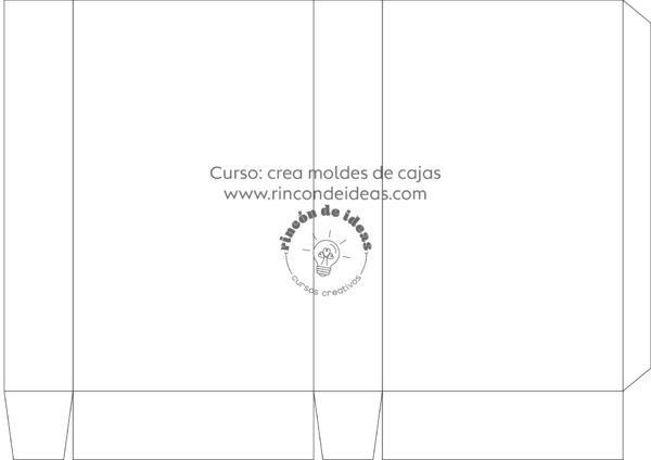 Detalle de molde con líneas de pliegue verticales y pestaña inferior · Curso de Moldes de cajas