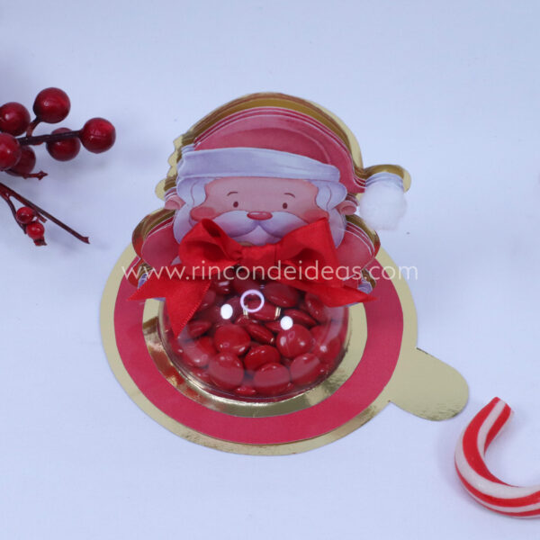 Portaesfera de Papá Noel con base dorada, vista de arriba · Masterclass de calendarios de adviento, esferas y topper