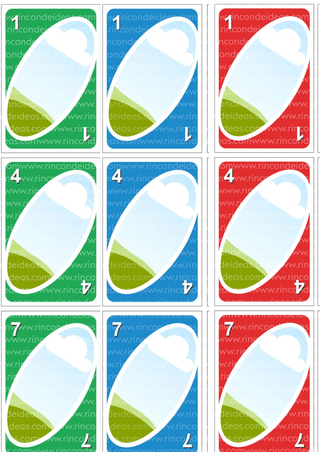 Copia de Cartas de uno editables rincon de ides