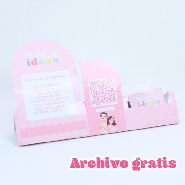 Cartel exhibidor editable para emprendimientos | Porta tarjetas A4